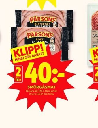 ICA Kvantum Pärsons skinka erbjuda