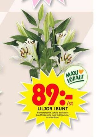ICA Maxi Blomsterboda blommor erbjuda