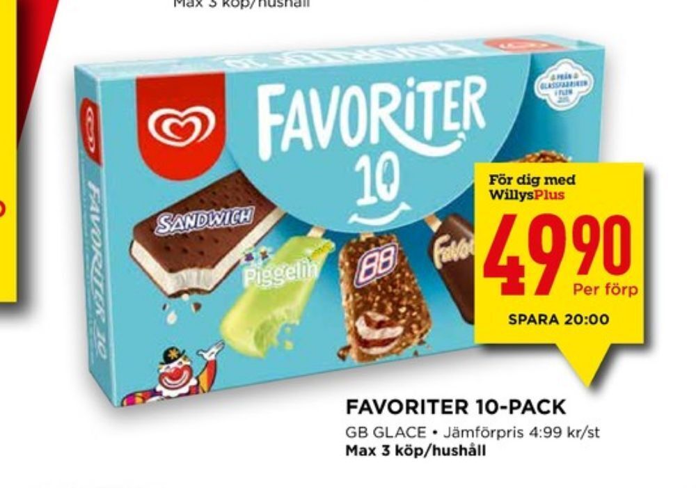 Gb favorit glasspinnar erbjudande hos Willys