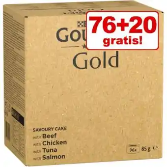 Zooplus 76 + 20 på köpet! 96 x 85 g jumbopack gourmet gold erbjuda