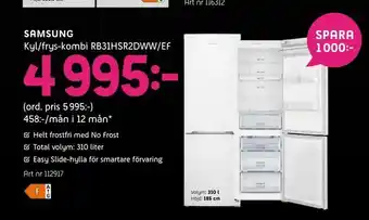 Elon Samsung Kyl/frys-kombi RB31HSR2DWW/EF erbjuda