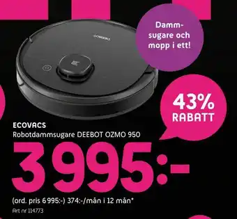 Elon Ecovacs Robotdammsugare DEEBOT OZMO 950 erbjuda
