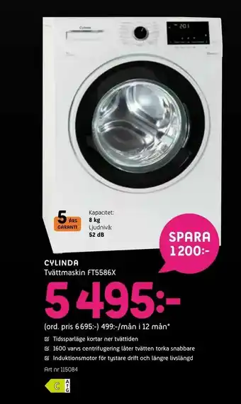Elon Tvättmaskin FT5586X erbjuda