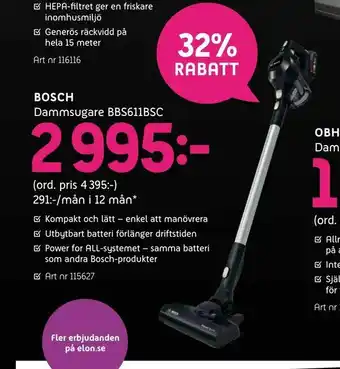 Elon Bosch Dammsugare BBS611BSC erbjuda