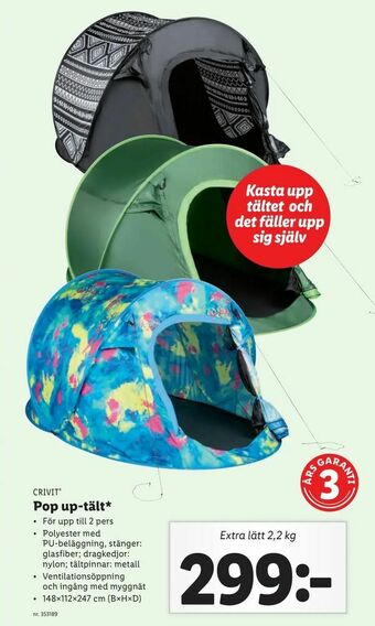 Lidl Pop up-tält erbjuda