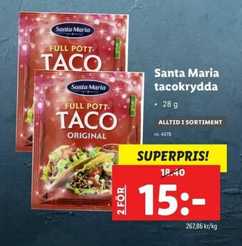 Lidl Santa Maria tacokrydda erbjuda