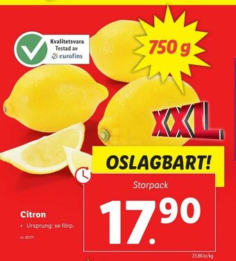 Lidl Citron erbjuda