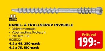 Jem&Fix Panel- & trallskruv invisible erbjuda