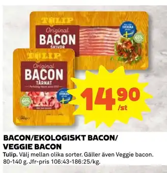 Coop Daglivs Bacon/ekologiskt bacon/ veggie bacon erbjuda