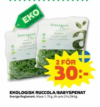 Stora Coop Ekologisk ruccola/babyspenat erbjuda
