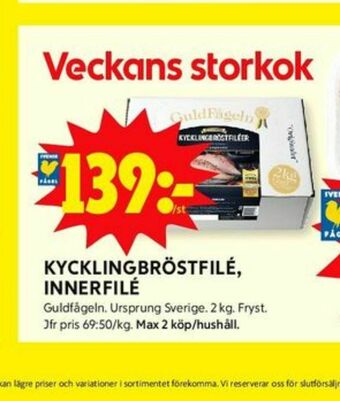 ICA Kvantum Guldfågeln Kycklinginnerfilé erbjuda