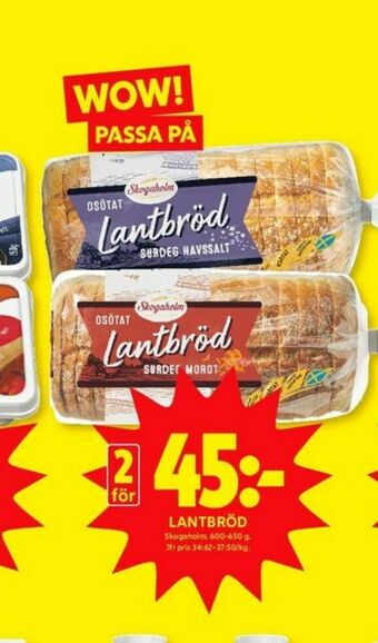 ICA Kvantum Lantbröd m havsalt Matbröd erbjuda