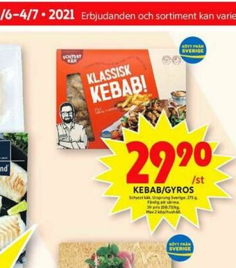 ICA Maxi Schysst käk Kebab erbjuda