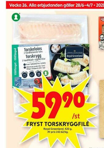 ICA Maxi Royal Greenland Torskfilé erbjuda