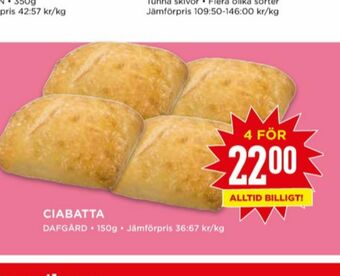 Willys Dafgårds Butiksbakat matbröd erbjuda