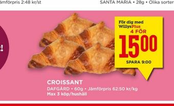 Willys Dafgårds Butiksbakat kaffebröd erbjuda