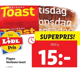 Lidl Pågen Veckans toast erbjuda