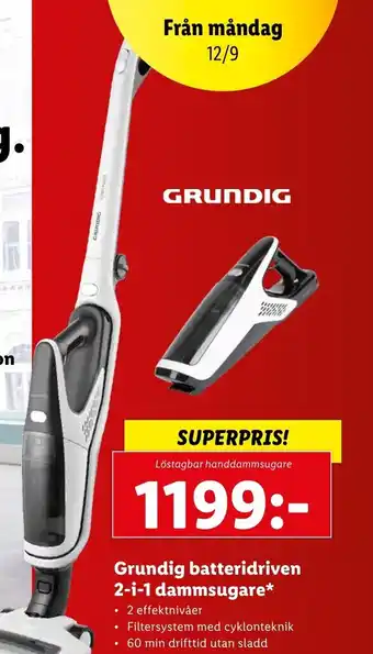 Lidl Grundig batteridriven 2-i-1 dammsugare erbjuda