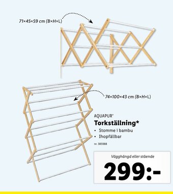 Lidl Aquapur Torkställning erbjuda