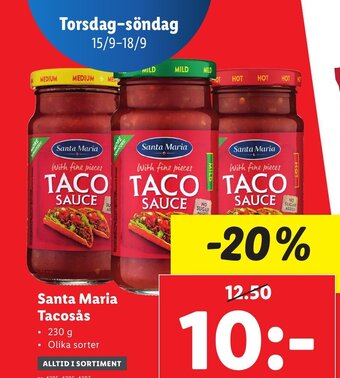 Lidl Santa Maria Tacosås erbjuda