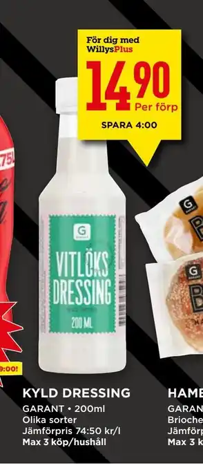 Willys Kyld dressing erbjuda