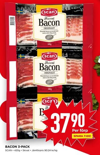 Willys Bacon 3-pack erbjuda