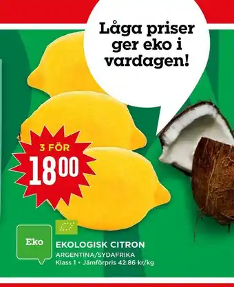 Willys Ekologisk citron erbjuda