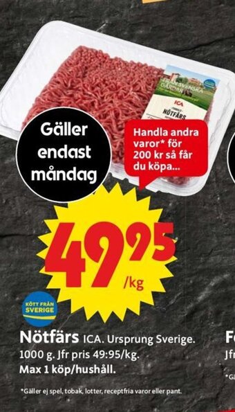 ICA Supermarket Nötfärs erbjuda