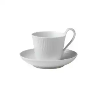 White fluted högt handtag och fat, 25 cl