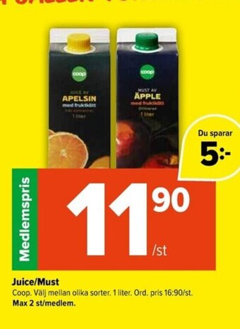 Coop Extra Juice/ Must erbjuda