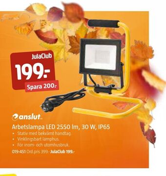 Jula Arbetslampa led 2550 lm, 30 w, ip65 erbjuda