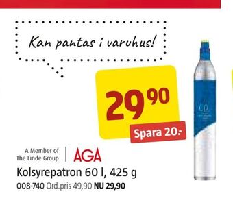 Jula Kolsyrepatron 60 l, 425 g erbjuda