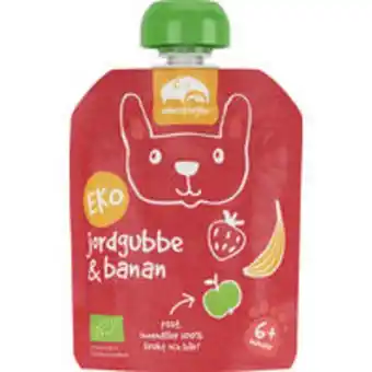 Jordgubbe banan puré eko från 6 månader