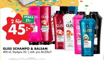 ÖoB Gliss schampo & balsam erbjuda