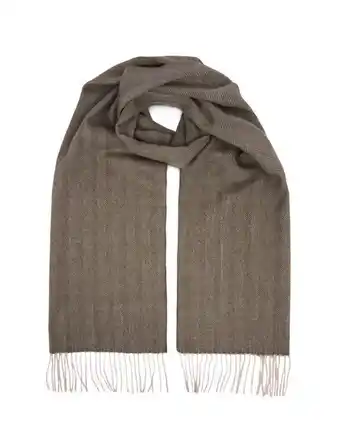 Cashmere scarf mixed green herringbone