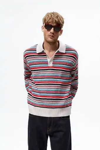 ZARA Striped knit polo shirt erbjuda