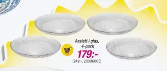Assiett i glas, 4-pack