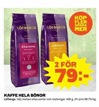 Coop Extra Kaffe hela bönor erbjuda