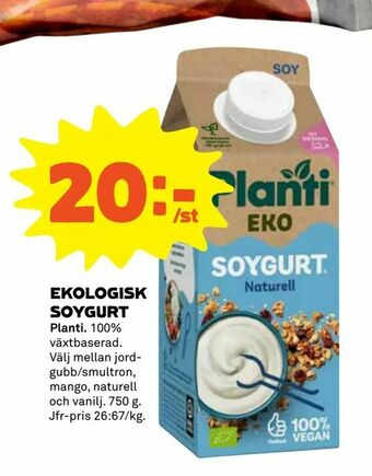 Coop Extra Ekologisk soygurt erbjuda