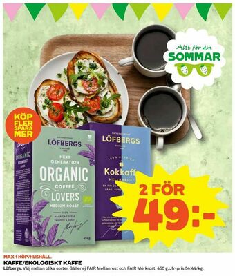 Coop Daglivs Kaffe/ekologiskt kaffe erbjuda
