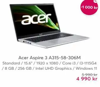 Webhallen Acer Aspire 3 A315-58-306M erbjuda