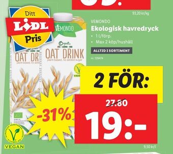 Lidl Ekologisk havredryck erbjuda