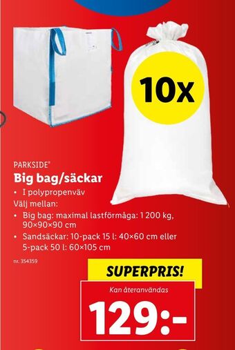 Lidl Big bag/säckar erbjuda