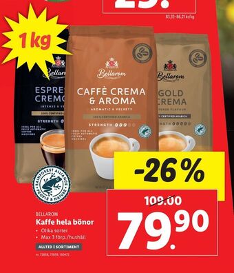 Lidl Kaffe hela bönor erbjuda