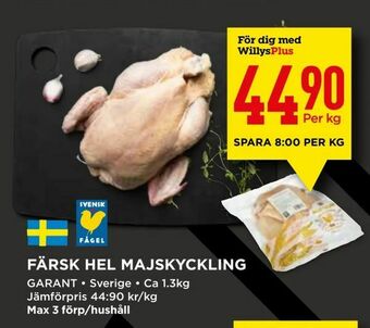 Willys Färsk hel majskyckling erbjuda