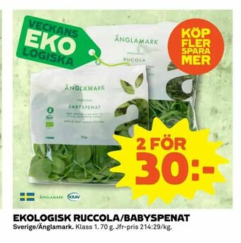 Coop Extra Ekologisk ruccola/babyspenat erbjuda