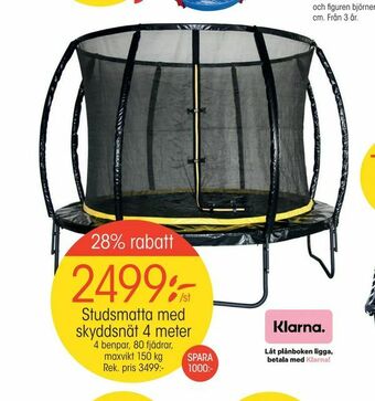 EKO Studsmatta med skyddsnät 4 meter erbjuda