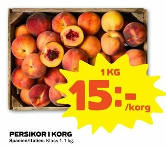 Persikor i korg