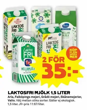 Laktosfri mjölk 1.5 liter