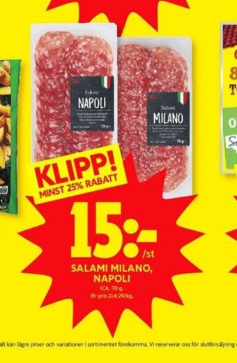 ICA Kvantum Ica salami erbjuda